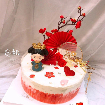 Baking cake decoration decoration palace ancient style emperor queen net red birthday iron art phoenix yufei birthday plug-in