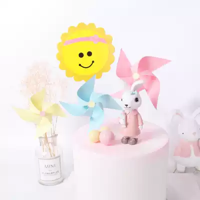 DIY simple windmill cake decoration birthday cake card cake ornaments cake flag planting