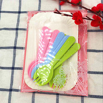 Promotion Disposable High-end Birthday Cake Dish Knife Fork Tray Candle 1 Knife 10 Pan 10 Fork Spoon Baking Suit Cutlery