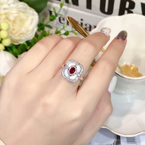 Natural ruby ring woman 18k diamond with pigeon blood red
