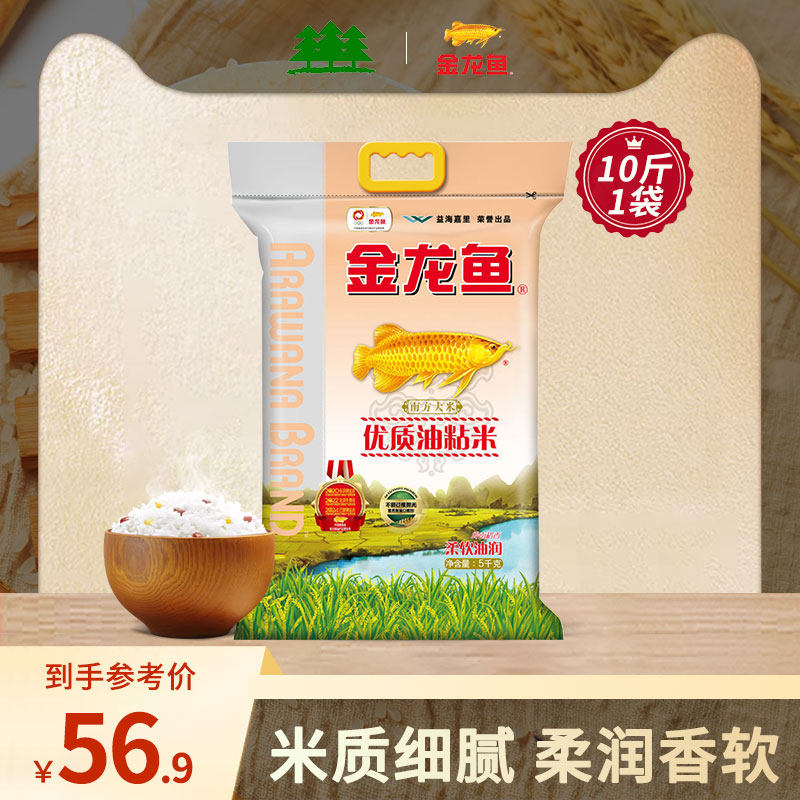 Golden dragon fish high quality oil sticky rice 5kg bag southern rice oil sticky rice 10 catty