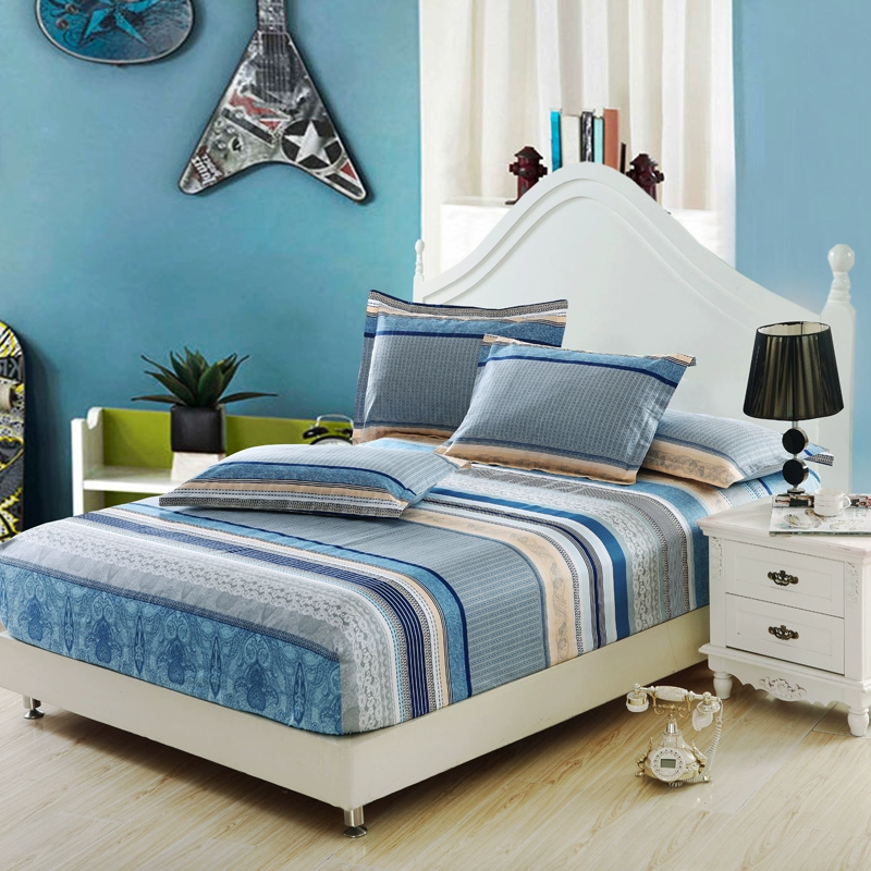 Giường tùy chỉnh bông đơn mảnh 1,8m mét bảo vệ chống trượt vỏ bọc nệm Simmons trải giường sọc đơn giản 	ga chun trải giường 2mx2m2	