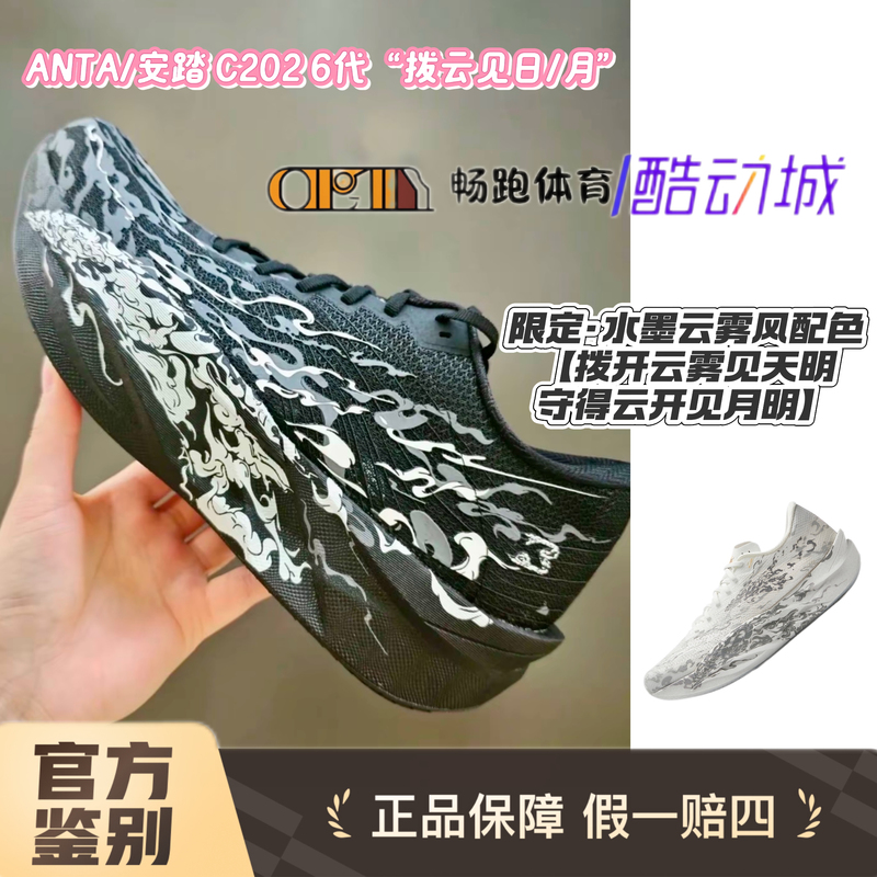Anta C202 6Th Generation Limited Edition Ink Cloud Style Racing Carbon Plate Running Shoes, Breathable and Lightweight for Men