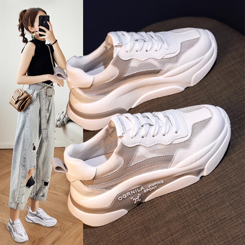 Star in the same mode of high female shoes father in tide Xia 2021 thick sole and new sports casual white shoes