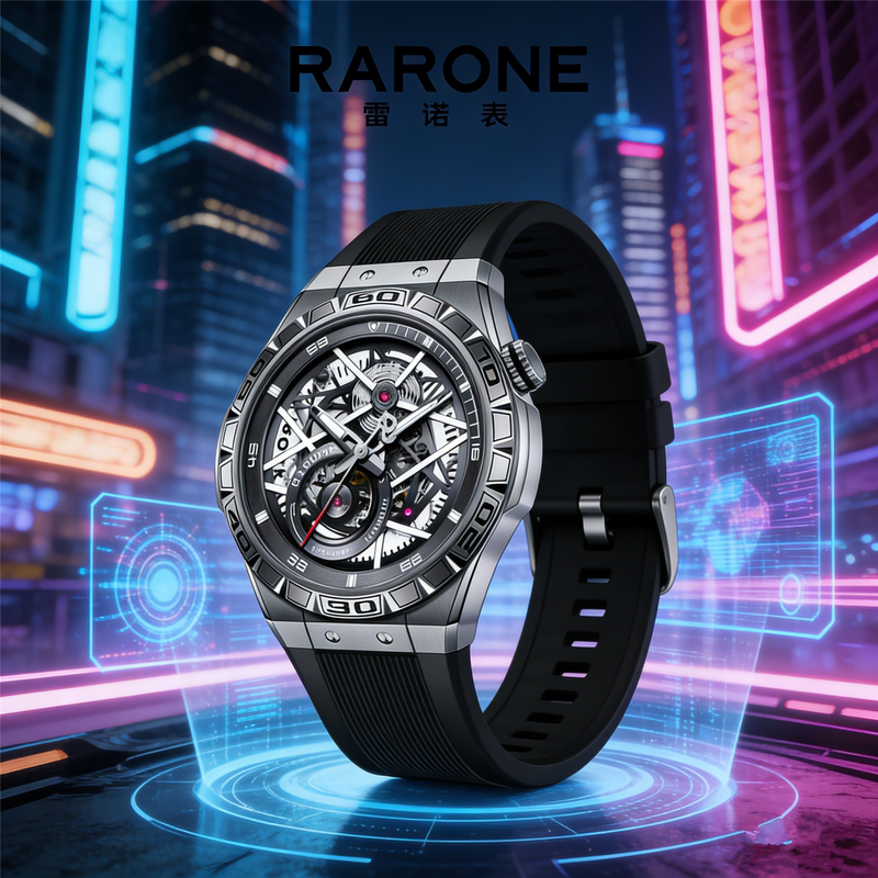 Renault Gemini Y Watch Fully Automatic Mechanical Watch for Men, Hollow Design, Cool and Stylish, Men's Sports Waterproof Watch, Gift for Boyfriend