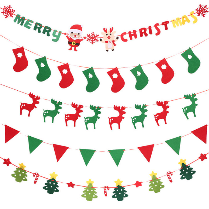 Christmas decorations Accessories Kindergarten Mall home scene Placement of the Christmas flag hanging flag and flag Christmas rawls