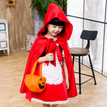 Halloween Costume Children Small Red Hat Clothes Girl Cosplay Red Cloak Cape Princess Dress Performance Suit