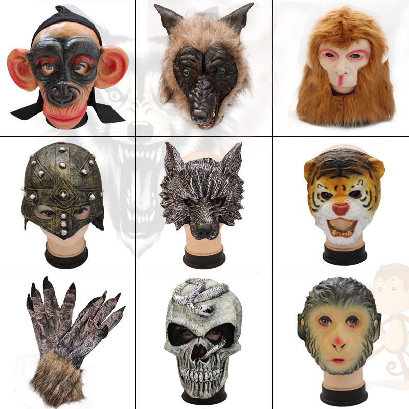 Mask Half face Wolverine Wolf Gloves Adult Monkey Latex Headgear Witch Gorilla Gorilla Terror Funny Tiger Mask