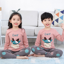 Balabala girls autumn clothes and long johns suit pure cotton childrens linen cotton thermal underwear for children baby boys