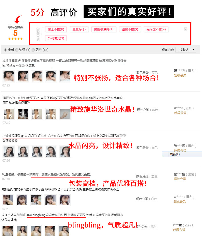 Bague Femme BLANCHE  BLANC en Cristal autrichien - Ref 3088440 Image 8