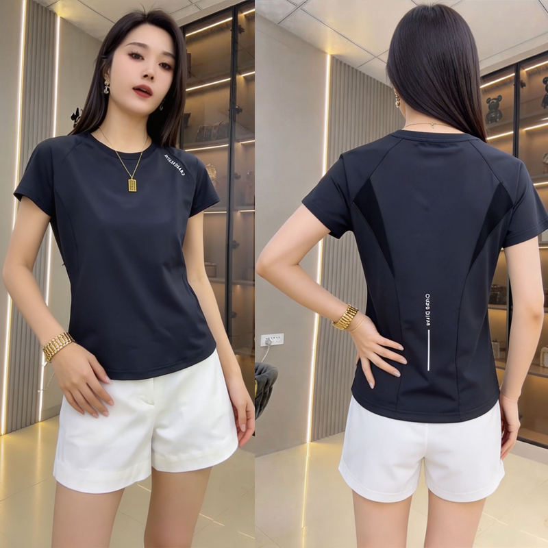 Summer New Style Cool and Quick-Drying Breathable Mesh Slim-Fit T-Shirt for Women, Short-Sleeved, Slimming, Stylish and Versatile Top Summer New Style Cool and Quick-Drying Breathable Mesh Slim-Fit T-Shirt for Women, Short-Sleeved, Slimming, Stylish and Versatile Top