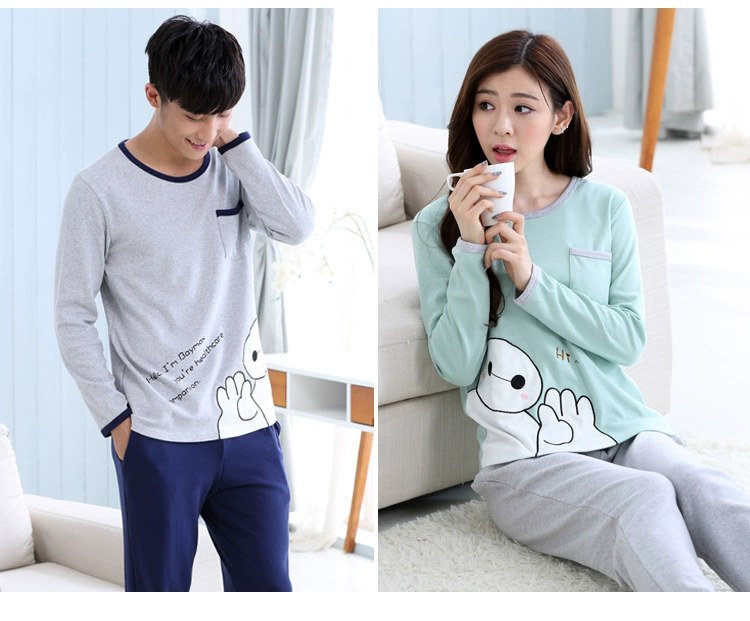 Bộ đồ ngủ đôi mùa xuân và mùa thu cotton dài tay phiên bản Hàn Quốc có thể mặc bên ngoài quần áo nữ cotton phục vụ mùa đông đồ bộ short mặc nhà