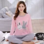 Quần cotton dài tay giản dị đồ ngủ nữ mùa thu hoạt hình cotton mùa xuân và mùa thu nữ phục vụ nhà sinh viên phù hợp với phiên bản Hàn Quốc quần áo ngủ nữ