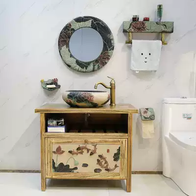Toilet room bathroom cabinet simple floor art wash basin New Chinese sink features hotel washbasin