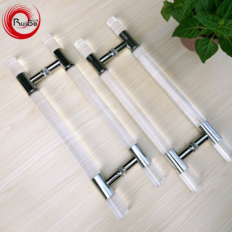 Glass Door Handle Crystal Round Long Transparent Acrylic Door Handle Shower Room Sliding Door Handle