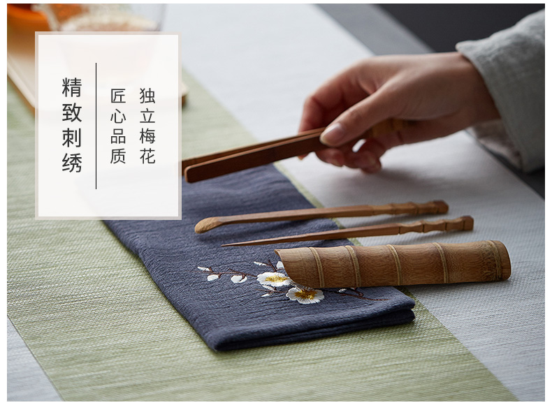 Lu Changming cotton và khăn trà lanh khăn nồi dày thấm bàn trà rag thêu cách nhiệt chống vảy vuông đặt phụ kiện - Trà sứ bộ bình trà