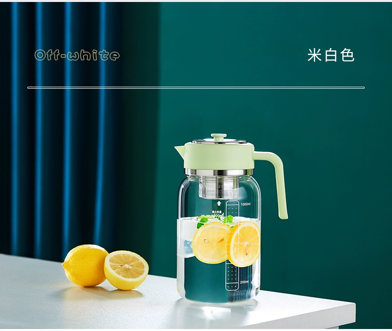 Ấm đun nước lạnh thủy tinh Lvchangming, chịu nhiệt độ cao, cốc nước lạnh gia đình, tủ lạnh, bình nước trái cây, bộ ấm trà dung tích lớn bộ ấm chén pha trà thủy tinh