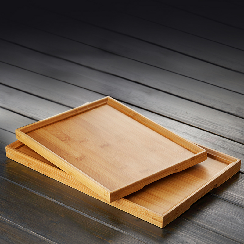 Green Changming bamboo tea tray household simple tray dry brewing small tea tray single-layer tea table solid wood bamboo tea sea tea set