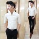 ເສື້ອຍືດແຂນສັ້ນຂອງຜູ້ຊາຍລະດູຮ້ອນຂອງຜູ້ຊາຍ trendy Korean style slim-fit stand-up collar mid-sleeve ບາງ stretch ເສື້ອແຂນສາມສ່ວນສີ່