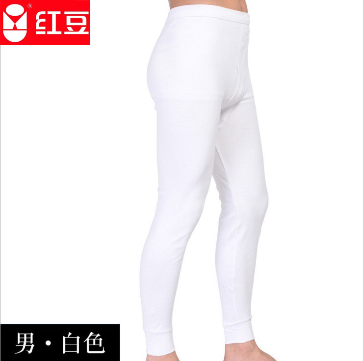 Red bean pure cotton long johns for men and women one piece plus fat plus cotton wool trousers all cotton thin white warm pants bottom line pants