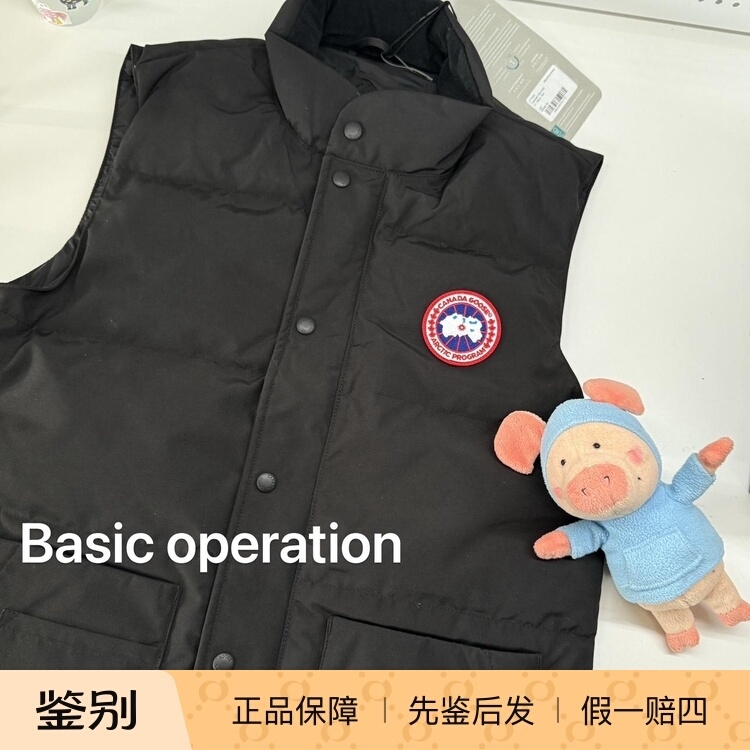 Canada Goose Single-Breasted Logo down Vest Black Men's Model in Stock