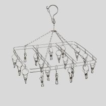 Miao wife multi-function solid stainless steel double-layer socks rack underwear clothes hangers multi-clip windproof round Hanger