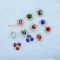 Upscale glass water drill button jacket cardiovert sweater coat big coat shirt decor button drill button buttoned with oval shape