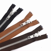 YKK5 number of metal aluminium teeth closed zipped bag zipped bag zipped cuffs adorned with coffee color brown