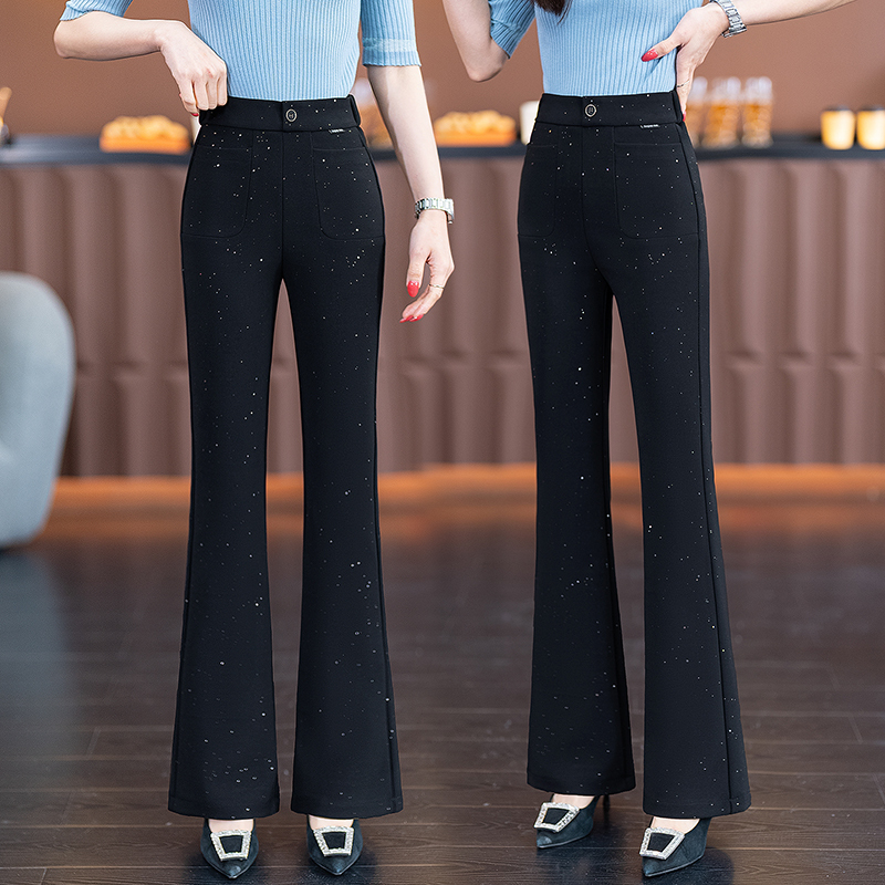 Star-Patterned Flared Pants with Sequins for Women, 2026 Spring/Summer New High-Waisted Slim-Fit Versatile Suit Flared Pants