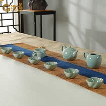 Boutique Ru kiln celadon kung fu tea set Ru porcelain can raise ceramic Rudo high-end tea ceremony teapot set gift box