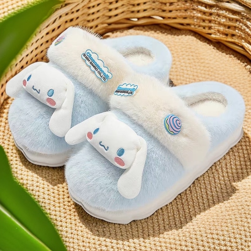 Winter Cotton Slippers, Non-Slip, Cartoon Design, Warm, Fleece-Lined, Thick, Furry Slippers, Minor Flaws