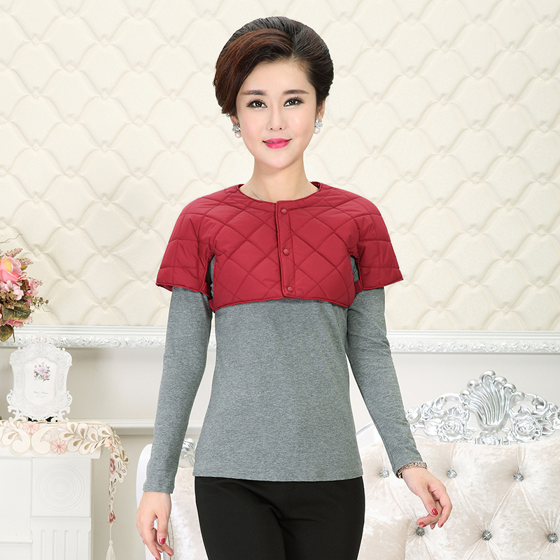 Shaw vest nửa tay áo xuống cổ bông bộ giải trí điều hòa không khí lạnh ngủ già ngựa kẹp nhà