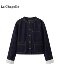拉夏贝尔/La Chapelle复古仿牛仔外套女春新款圆领宽松夹克上衣