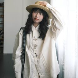 Autumn Wear Japanese Style Casual Long-Sleeved Shirt Tops for Women 2025 New Loose Lazy Style Embroidered Shirt Jacket