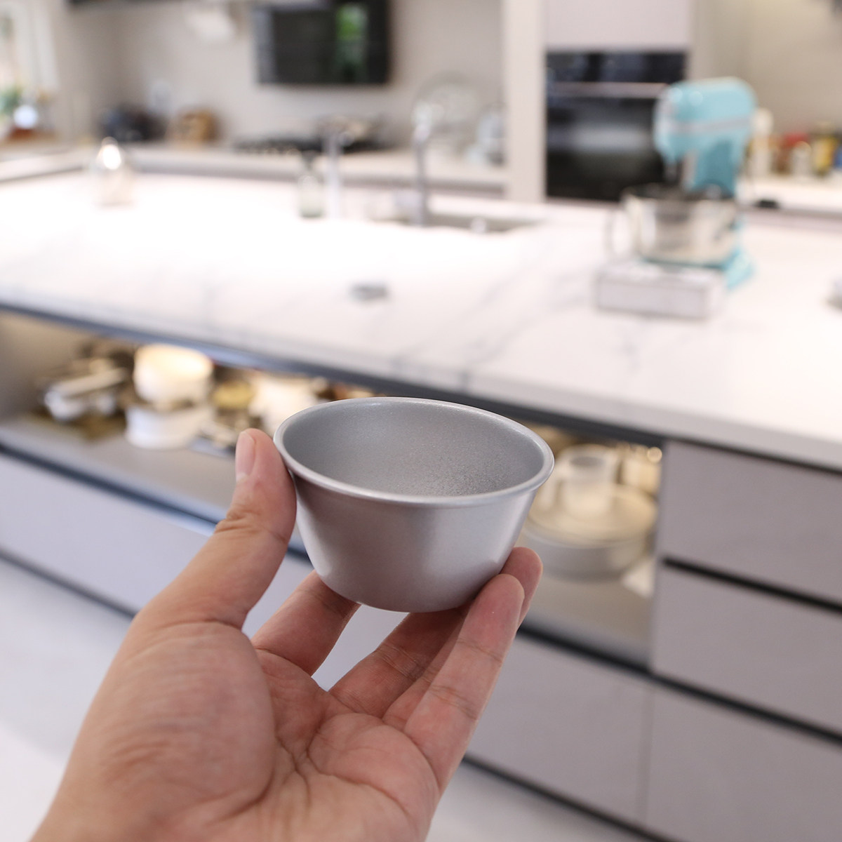 Round anodized cake cup molds pudding appliance oven baked moulds with Qi and maven mold