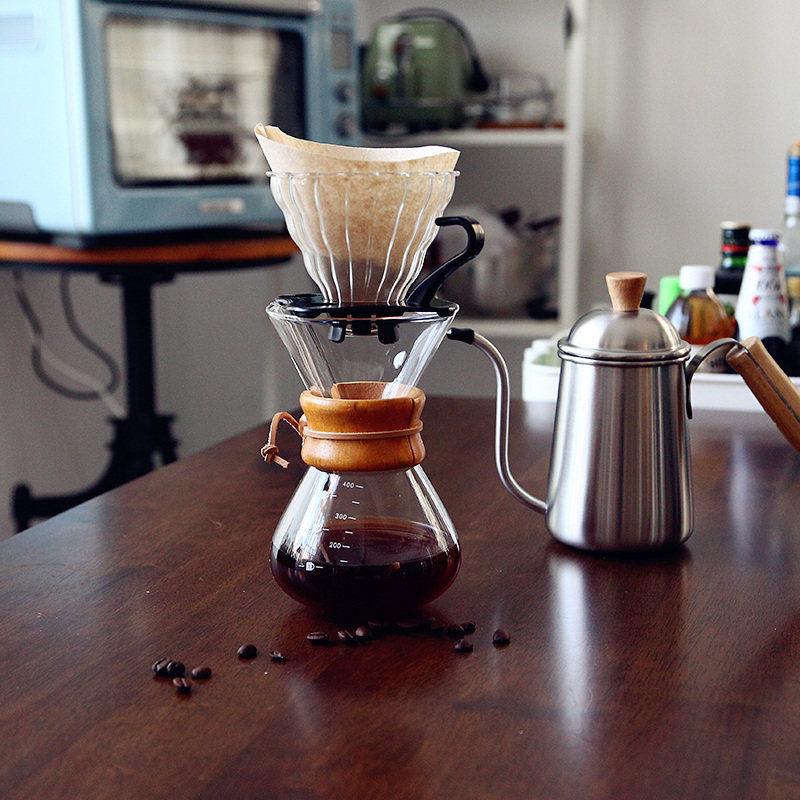 Retro Eurostyle Outlet Handmade Glass Coffee Maker 3 People 6 Parts Thickened Heat Resistant Glass Wild Camping Share Pot