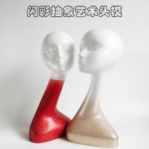 Glitter Swan Bent Neck ABS Resin Head Dummy Head Abstract Art Painted Hat Model Window Display