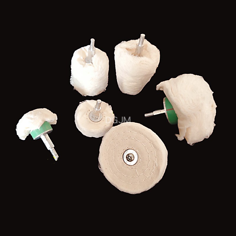 6MM white cloth wheel with handle electric drill cotton cloth polishing wheel waxed cotton cloth wheel pure cotton cloth wheel fine velvet wheel