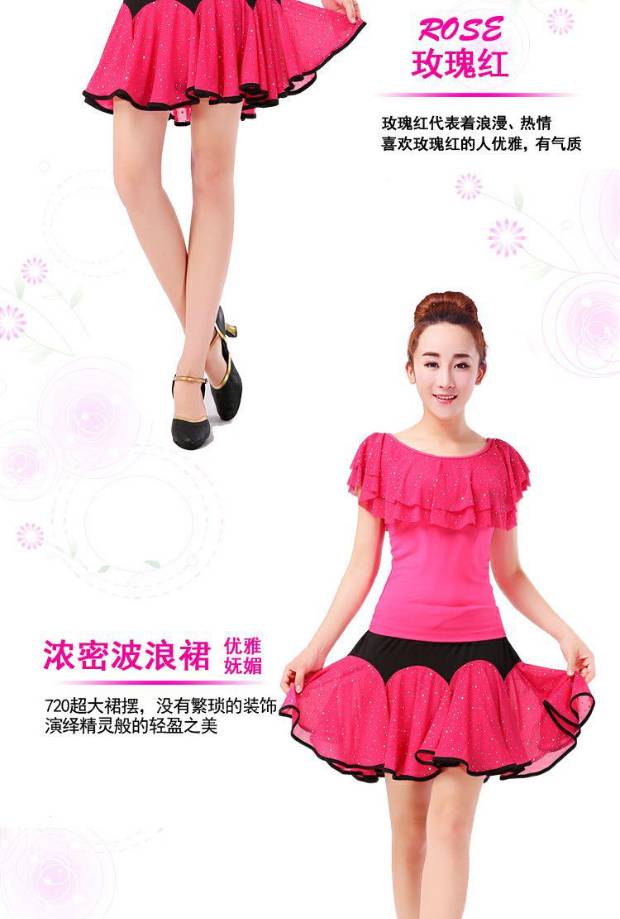 Yang Yi Chun Xia Square Dance Dress Sequin Váy Mới Latin Dance Performance Trang phục Váy Trung cổ Kích thước lớn - Khiêu vũ / Thể dục nhịp điệu / Thể dục dụng cụ giày múa ba lê