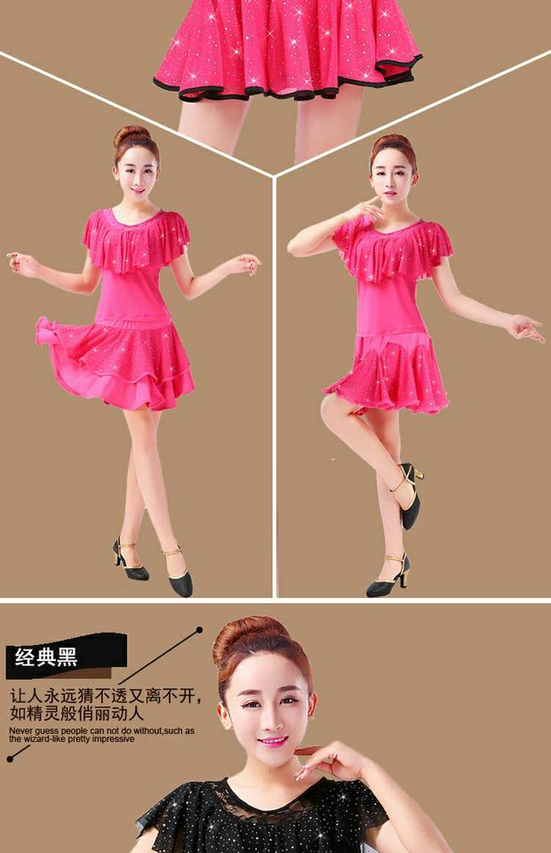 Áo ngắn tay vuông trang phục múa vuông tuổi trung niên biểu diễn trang phục múa Latin kích thước lớn mùa hè mới nữ - Khiêu vũ / Thể dục nhịp điệu / Thể dục dụng cụ trang phục cổ vũ