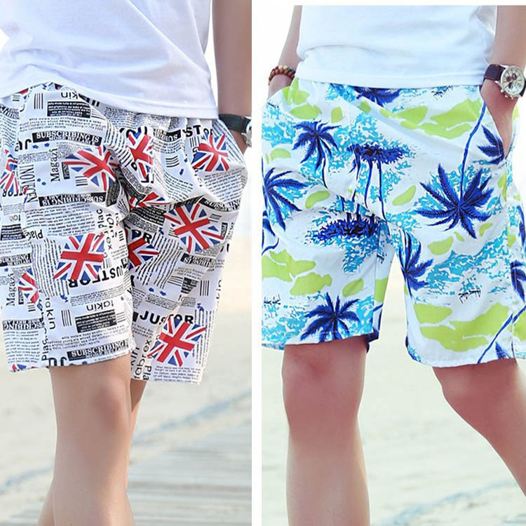 Bãi biển mùa hè quần của nam giới thường phần mỏng quần short hoa nam nhanh khô bơi thân bên bờ biển kỳ nghỉ thời trang quần lớn áo bơi tay dài