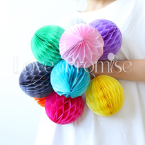 Pull flower paper flower honeycomb ball set Birthday party background wall decoration Wedding wedding room decoration paper flower ball wedding