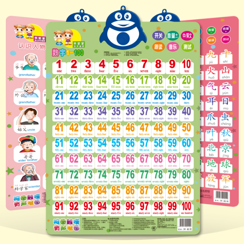 1 to 100 Number Wall Chart Baby Literacy Voice Audio Card Early Education Enlightenment Board Learning Recognition Teaching Aids 1 to 100 Number Wall Chart Baby Literacy Voice Audio Card Early Education Enlightenment Board Learning Recognition Teaching Aids