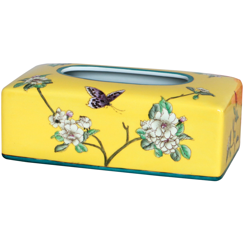 American country powder enamel household adornment series ceramic hand - made paper towel box of fruit tray table table furnishing articles