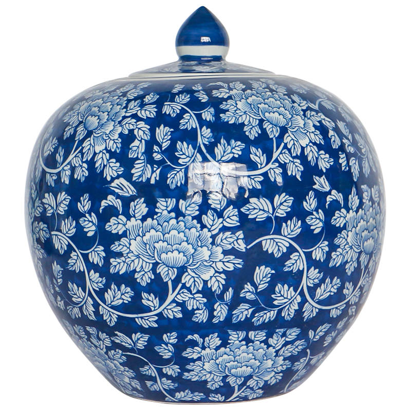 New Chinese style restoring ancient ways is the sitting room porch decorate table flower arranging flowers is blue and white storage tank with cover ceramic vase furnishing articles