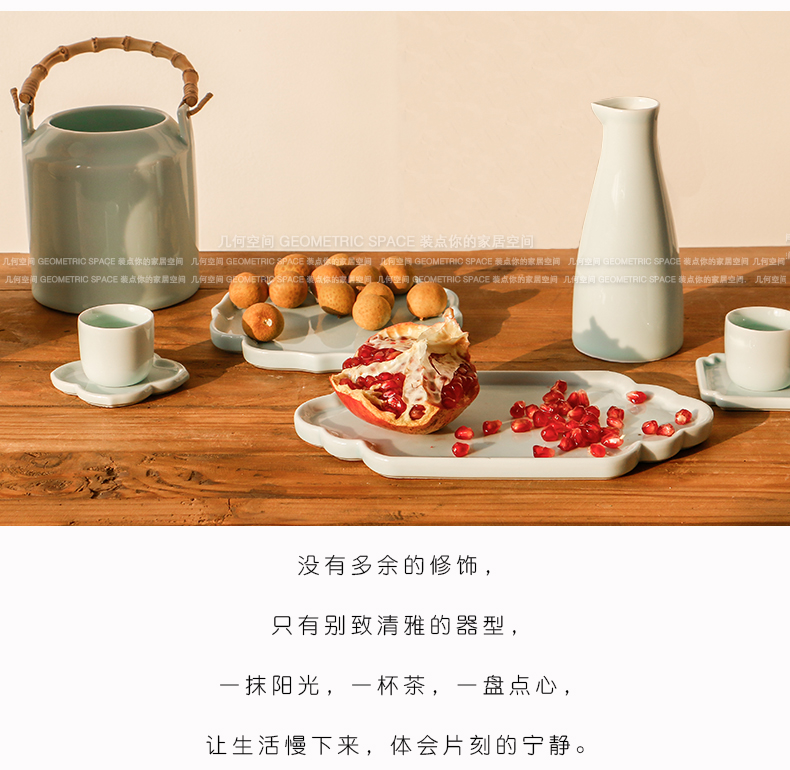 Modern Chinese style flower design creative ceramic bowl polygon Windows desktop tea table of fruit snacks dry fruit tray