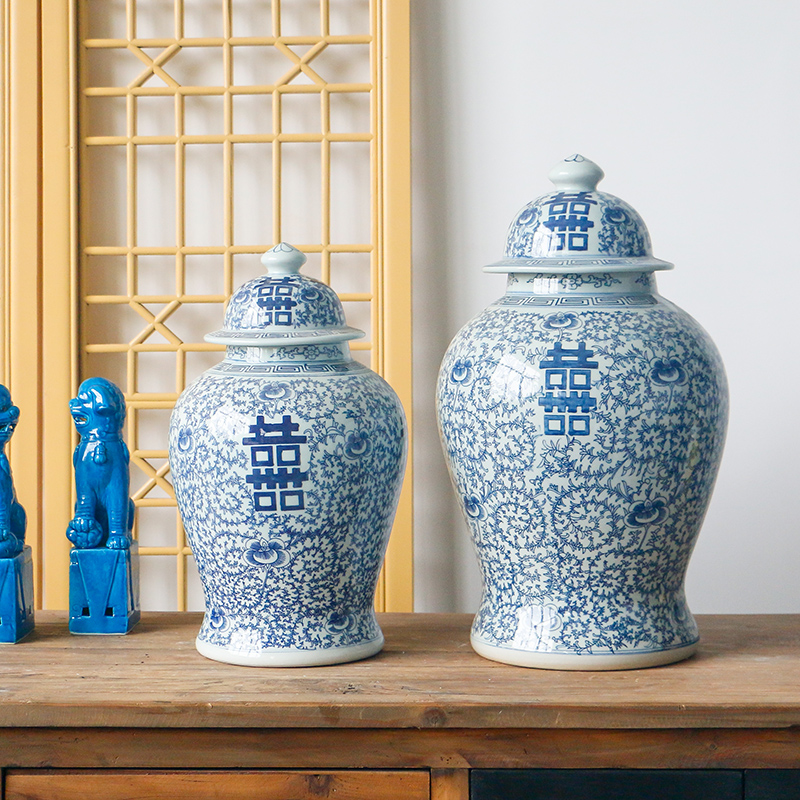 Chinese antique ceramics general happy character canister to storage tank home sitting room porch ark adornment ornament