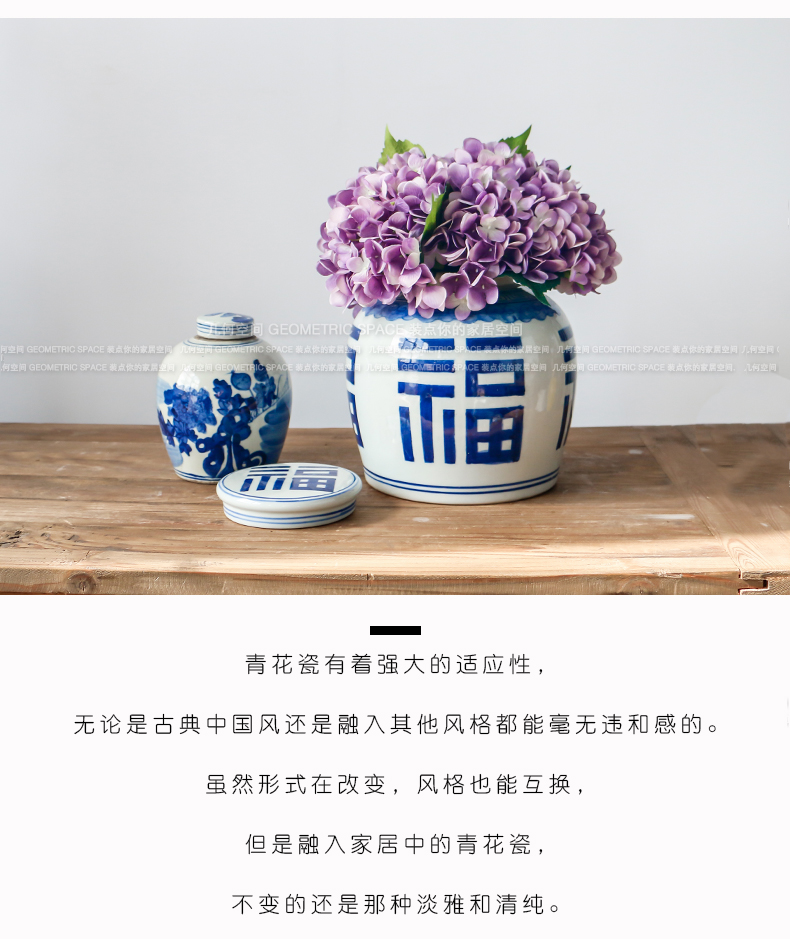 Chinese style restoring ancient ways is blue and white live long and proper storage tank of pottery and porcelain antique do old porcelain tea room porch rich ancient frame furnishing articles