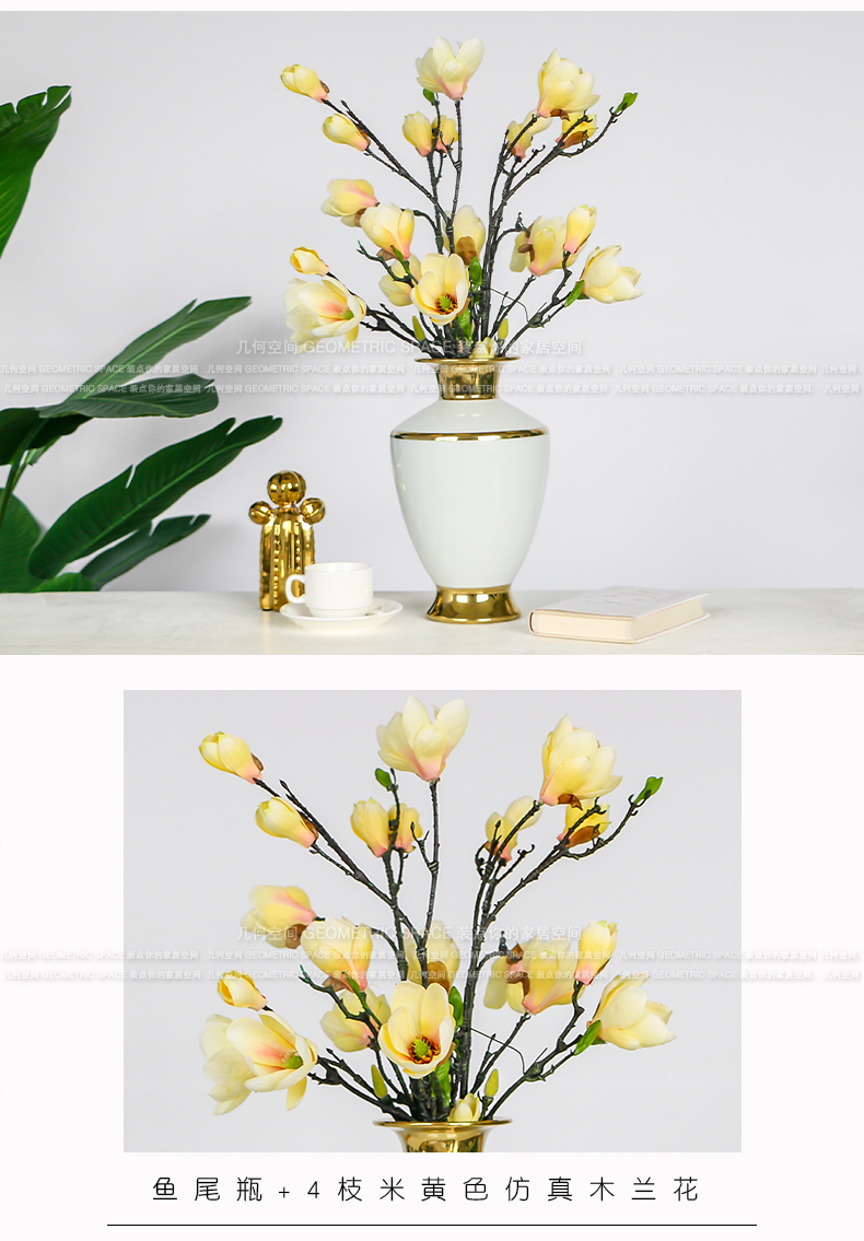 Contracted light European - style key-2 luxury white ceramic vases, flower arrangement of I sitting room decorate up phnom penh table home furnishing articles