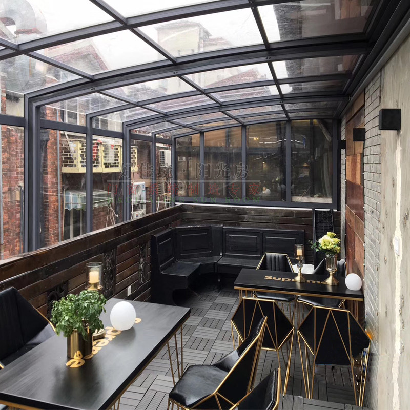 Guangdong brand mobile telescopic greenhouse intelligent electric folding folding bridge aluminium alloy doors and windows glass platform balconies